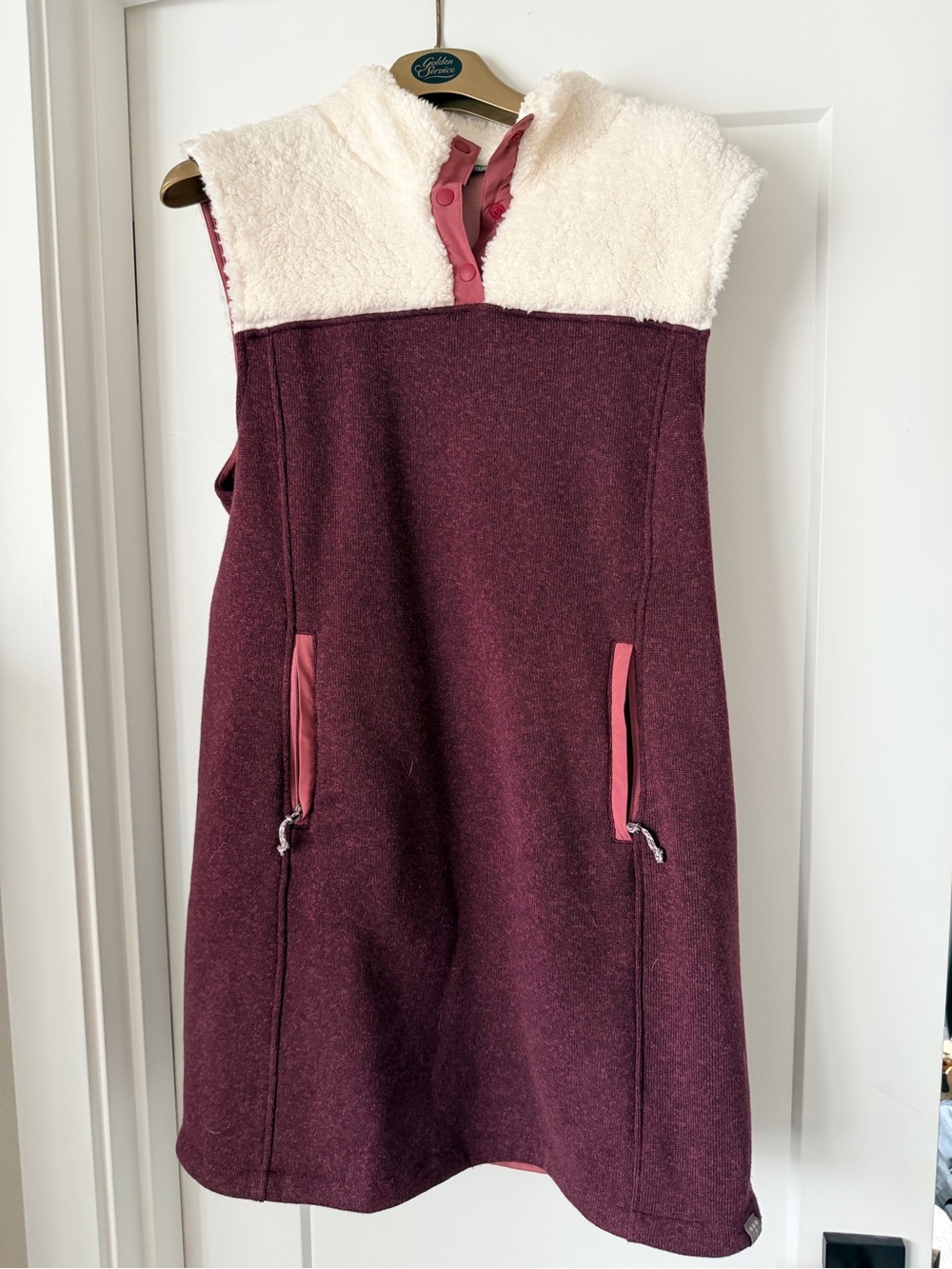 Title nine Burgundy ‘Vest’ Dress with Cream Sherpa Yoke